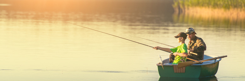 Father and son fishing on Lake Anna