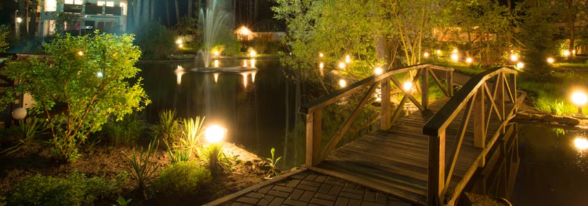 pathway lighting by walking bridge