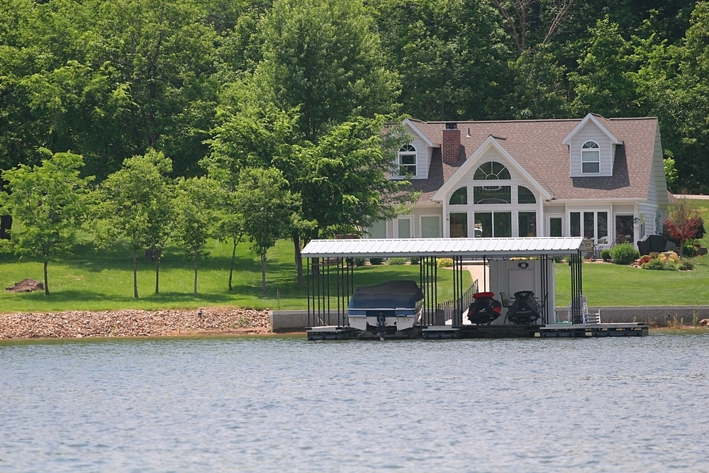 Waterfront custom home with boathouse
