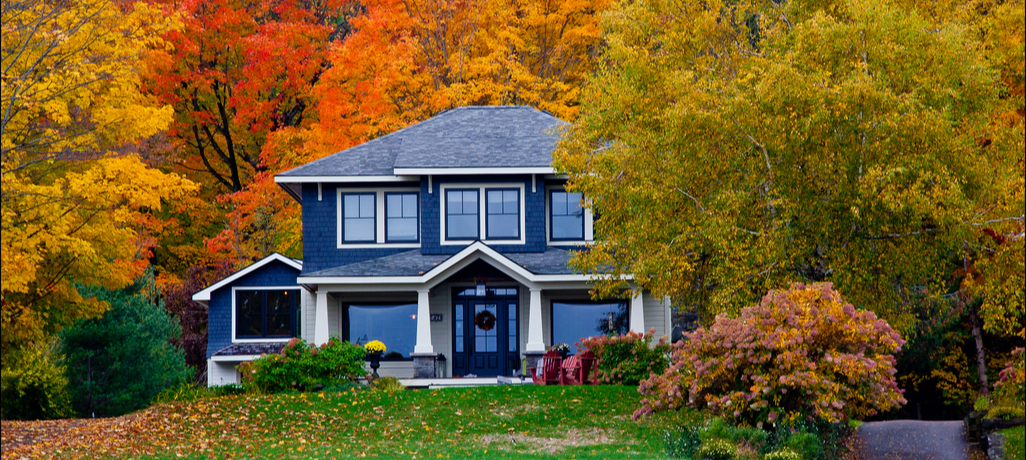 custom home in the fall