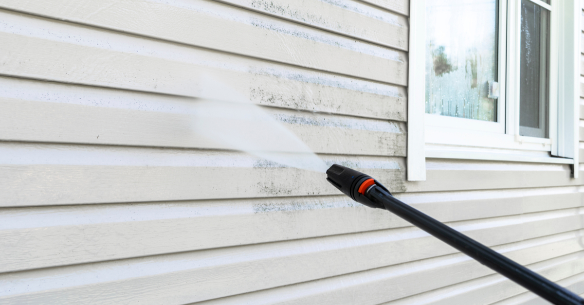 pressure washing house