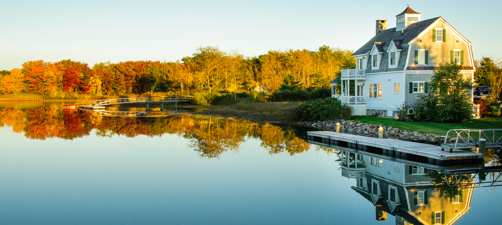 lake house in fall