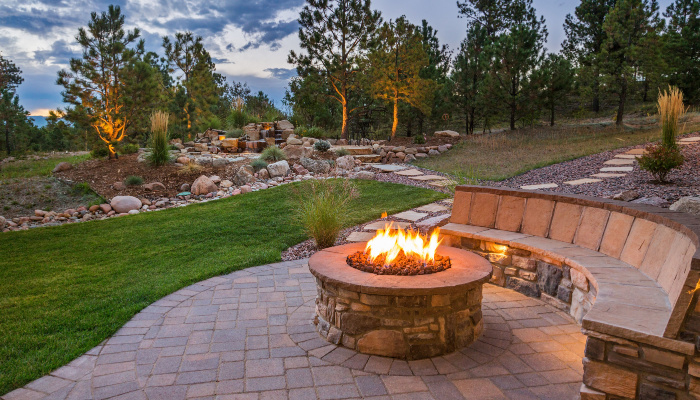 Amazing Fire Pit with trees and in the background
