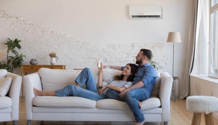 Couple enjoying the comfort of cool conditioned air